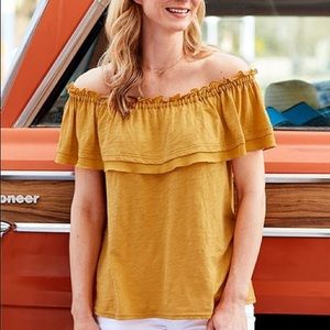 Matilda Jane Women’s top-Fast Lane, mustard color